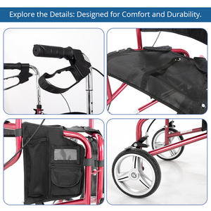 リラックススミス調節可能な三輪歩行器（シート付き）安全な歩行・休息ソリューション、リハビリセンター患者向け - Product Image 5