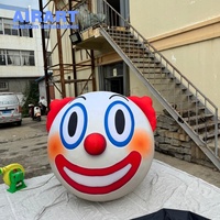 Ballon gonflable tête de clown ronde et mignonne avec nez rouge, modèle gonflable de bouffon souriant de dessin animé pour Halloween, décoration de centre commercial pour enfants et carnaval