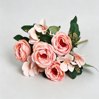 Bouquet de fleurs artificielles en tissu de soie, roses artificielles, OEM ODM, pour mariage, événement, arrangement floral, décoration de la maison
