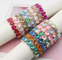 CENDA Dopamine Kleur Hart Strass Elastische Armband Dames Legering Kristal Rekbaar Armbandje Feest Pols Sieraden Valentijnscadeau