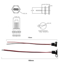 ZING EAR SKU2022 Prise Lightning étanche à 2 broches, charge rapide, Jack PH 2.0, verrouillage à écrou, montage sur panneau, 6V-24V DC 12V double voiture, ignifuge