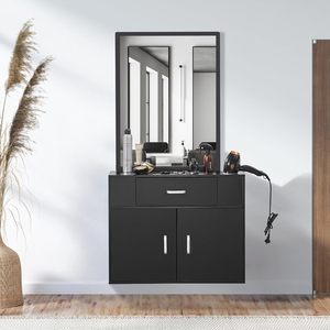 Thiết Kế Hiện Đại Treo Tường Salon Lưu Trữ Tủ Cắt Tóc Trạm Gương Nhà Tạo Mẫu Tóc Đồ Nội Thất Thiết Lập Cho Mall Khách Sạn <span class=keywords><strong>Stylist</strong></span> Của - Product Image 2