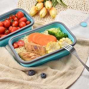 3/4 Pcs Eco Friendly Reusable <b>Collapsible</b> Lunch Box Silicone Bento Food <b>Storage</b> Box Pizza <b>Storage</b> Food Container Set - Product Image 3