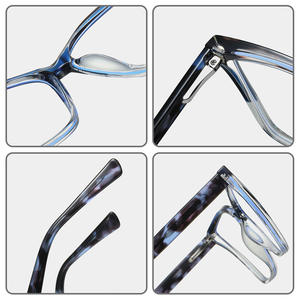 Lunettes anti-lumière bleue 87221 TR90, monture carrée complète en acétate, unisexe, avec branches à ressort et design à motifs. - Product Image 2