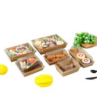 Wegwerp Voedselcontainers Gebak Bakkerij Vierkante Doos Sandwich Lunch Papieren Doos Fruitbakje Afhaaldoos Met Doorzichtig Veilig Deksel