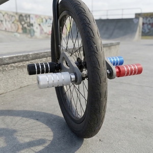 2 paires de repose-pieds de vélo en alliage d'aluminium antidérapants pour BMX, VTT, axe arrière, repose-pieds de stunt compatibles avec les axes de 3/8 pouces - Product Image 5