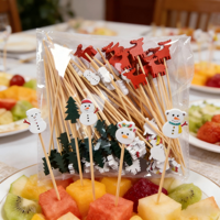Prix d'usine – Fourchettes biodégradables en bambou à long manche de 12 cm, sûres pour les aliments, saines, pour fruits, idéales pour les fêtes et les restaurants