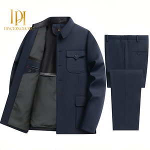 <span class=keywords><strong>Costume</strong></span> chinois pour <span class=keywords><strong>homme</strong></span>, ensemble 2 pièces, veste et pantalon, ensemble Zhongshan, ensemble de <span class=keywords><strong>costume</strong></span> formel chinois <span class=keywords><strong>Mao</strong></span> - Product Image 1