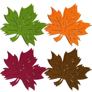 Fall maple leaf placemats Thanksgiving harvest maple leaf shaped felt heat resistant table mats coasters