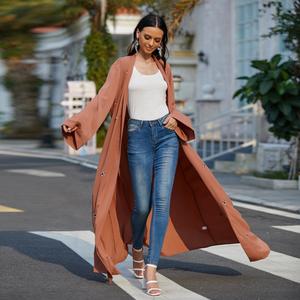 Vente de gros Cardigan musulman Abaya de Dubaï ornée de beaux vêtements islamiques Robes de femmes Abaya Nida perlée Abaya musulmane ouverte sur le devant - Product Image 5