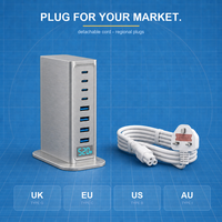 Chargeur GaN 8 ports 520W, hub USB de bureau, 4C PD100W Super Rapide, 4A QC30W, affichage visuel, pour MacBook Dell Lenovo