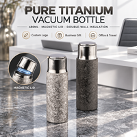 Bouteille isotherme en titane pur de 480 ml avec couvercle magnétique, double paroi isolée, pour le bureau et les voyages