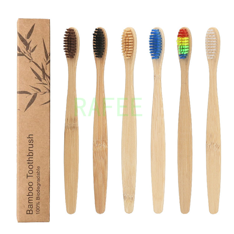 100 биоразлагаемая многоразовая ручка, мягкая детская маленькая бамбуковая зубная щетка с радужной щетиной, зубная щетка оптом