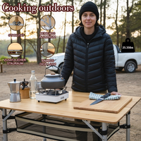 Table de camping pliante moderne en bambou, durable, réglable en hauteur, légère et portable, avec sac de transport pour chambre et hôtel
