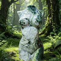 Grande sculpture de torse féminin en agate mousse naturelle de 61 cm, statue de dame en cristal unique, pierre de guérison, décoration d'intérieur