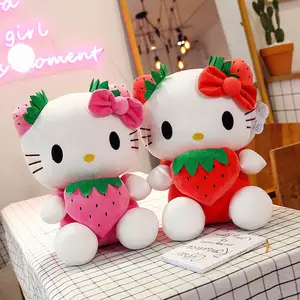 HL New Wholesale Strawberry Kt Cat Stuffed Plush Toy Animal Kitty Dolls Cute Kitty Stuffed Toys Children And Girls Throw Pillow