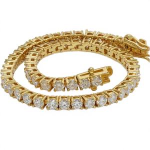 Pulsera de Plata de Ley S925 con Baño de Platino y Moissanita Champagne de 3mm/4mm/5mm y 1ct, Elegante y Moderna para Mujer - Product Image 4