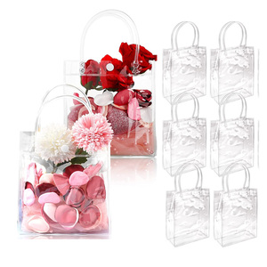 Reusable Shopping Bags Clear Transparent Wrap Bags PVC Gift Bags with Handles