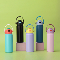 Bouteille d'eau sport moderne OEM ODM en acier inoxydable avec paille en silicone et poignée de transport, isotherme et anti-fuite pour voyage