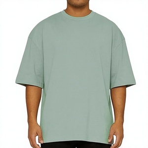 เสื้อยืดแขนสั้นทรงโอเวอร์ไซส์ ผ้าคอตตอนหนา 300 กรัม เสื้อยืดสต็อกพร้อมส่งสำหรับฤดูร้อน คุณภาพสูง สไตล์วินเทจสำหรับผู้ชาย - Product Image 1