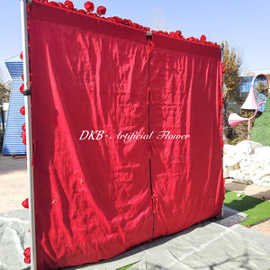 Dkb nhà máy tùy chỉnh đám cưới cổ điển trang trí nội thất nhân tạo rượu vang đỏ hoa hồng tường Backdrop 8ft x 8ft khán đài - Product Image 5
