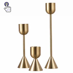 3-Piece SetHome Decor Aluminium Alloy Candelabra Centerpieces Lancip Tempat Lilin Logam Kuningan Pemegang Tongkat