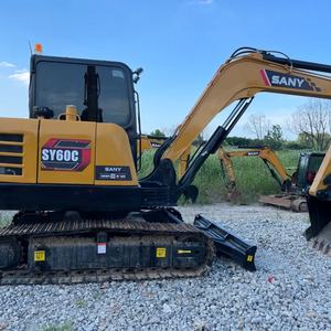 Mini-excavatrice sur chenilles hydraulique Sany Sy60c de 6 tonnes, d'occasion, 95% neuve, moteur, boîte de vitesses, pompe, PLC d'origine pour rapport vidéo - Product Image 2