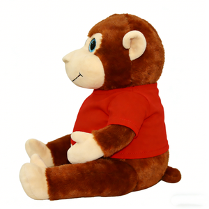 Customized Brown <b>Monkey</b> Plush <b>Toy</b> Soft Stuffed Animal Red Shirt 31cm-50cm For Kids Age 2-4 Years Unisex Gift - Product Image 4