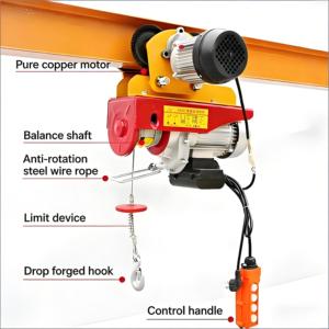 Guincho Elétrico Portátil com Capacidade de 100kg a 1200kg, Mini Guincho de Elevação com Cabo de Aço para Armazéns e Fábricas - Product Image 2