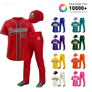 高品質な無地の野球ユニフォームセット、完全カスタマイズ可能で個人やチームにワンストップで準備完了 - Product Image 1