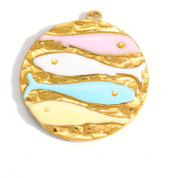 SUMMLY - Dijes de Flores, Peces y Plumas Coloridas al por Mayor, Dijes de Acero Inoxidable Chapados en Oro de 18K para Pulseras, Joyería de Moda
