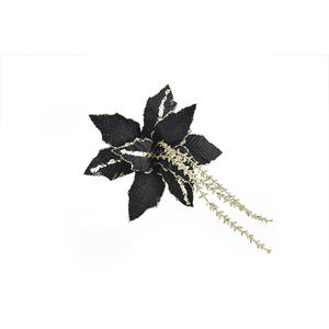 Fiore Natalizio con Clip Nera/Champagne - Product Image 1