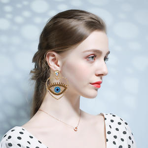 Pendientes con forma de corazón para fiesta de Navidad, 3 colores, azul, verde, marrón, cristal, diamante, europeo y americano - Product Image 2