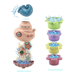 <span class=keywords><strong>Jouet</strong></span> de <span class=keywords><strong>bain</strong></span> en plastique pour enfants, conque et <span class=keywords><strong>sous</strong></span>-<span class=keywords><strong>marin</strong></span> rotatifs, gobelets empilables sur le thème de l'océan, jouets pour bébés de 5 à 7 ans - Product Image 2
