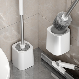 Kaiyoujie Wall Mounted Toilet Brush <b>Set</b> <b>Square</b> White Easy To Clean No Drill Installation - Product Image 2
