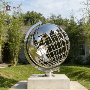Jardín al aire libre Gigante Plata <span class=keywords><strong>Bolas</strong></span> <span class=keywords><strong>de</strong></span> metal Estatua Acero inoxidable <span class=keywords><strong>Mundo</strong></span> Globo Escultura - Product Image 3