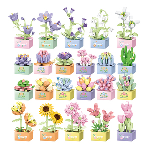 Ensembles de blocs de construction en forme de fleurs, plante en pot avec boîte cadeau, ensembles de briques MOC, ensembles DIY pour enfants, jouets éducatifs pour enfants 1503 1504 - Product Image 6