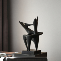 Sculpture en résine abstraite vintage FLOLENCO, figurine noire pour table, décoration intérieure, bureau, artisanat créatif