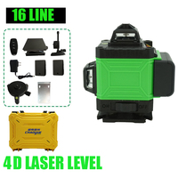 Niveau laser vert autonivelant 3/4D à 8/12/16 lignes, mode coupes horizontales et verticales 360°, batterie au lithium