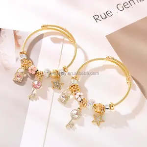 Hoge Kwaliteit Kristal Kralen Armband Sleutel Hanger Rvs Armbanden Vrouwen Meisjes Vriendschap Sieraden Geschenken