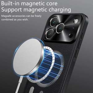 Étuis de téléphone portable <span class=keywords><strong>en</strong></span> <span class=keywords><strong>cuir</strong></span> magnétique Texture <span class=keywords><strong>pour</strong></span> <span class=keywords><strong>iPhone</strong></span> 17 16 15 14 13 <span class=keywords><strong>Pro</strong></span> <span class=keywords><strong>Max</strong></span> Couverture antichoc Lentille de charge sans fil Funda Back - Product Image 2