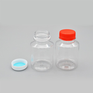 Transparent Pet Bottles Round Screw <b>Cap</b> For Wine Beverage Packaging 250Ml <b>Plastic</b> Container With White And Red Lid - Product Image 4