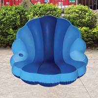 Bouée gonflable bleue en forme de coquille pour piscine, chaise longue gonflable d'extérieur pour bain de soleil, radeau gonflable