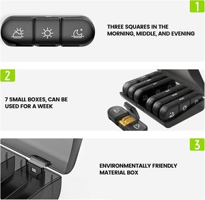 Portable 7 Day 28 Compartments Black Pill Box Weekly Pill Organizer Large Capacity Travel Pill Container - Product Image 6