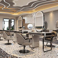 Miroir de salon de coiffure de luxe miroir de bureau pour salon de coiffure dédié miroir de cheveux double face avec table de découpe d'armoire