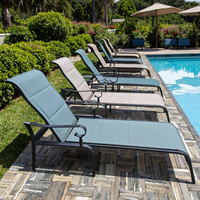 Chaise longue de jardin portable d'extérieur, chaise longue de plage, chaise longue de piscine, chaise longue rembourrée en maille textilène pliable, chaise longue de jardin, chaise longue de véranda, chaise longue de cour, chaise longue d'hôtel