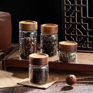 Recipiente de Vidrio de Alta Calidad Resistente al Calor para Almacenamiento de Alimentos <span class=keywords><strong>con</strong></span> Tapa de Madera Sellada, Recipiente Transparente de Borosilicato para <span class=keywords><strong>Cereales</strong></span> y Legumbres - Product Image 4
