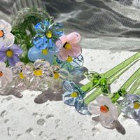 Miniatur Bunga Kristal Buatan Tangan Dekorasi Ruang Tamu Rumah Buket Bunga Mewah Tangkai Bunga Kaca Dekorasi Bunga