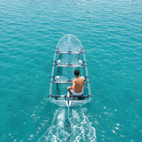 Bateau transparent en PC pour six personnes avec auvent et sièges banquette, idéal pour la location en gros dans les lagunes, parcs aquatiques et complexes hôteliers
