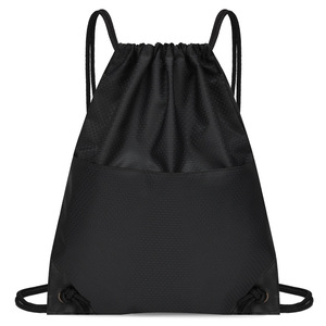 Customized Printing Waterproof Gym Black Blank 420D Polyester Sport Custom <b>Drawstring</b> <b>Backpack</b> Bag with Pocket - Product Image 5